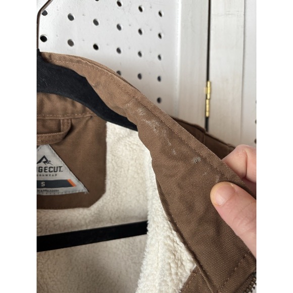 Ridgecut Women's Small 6-8 Canvas Work Zip Vest Brown Sherpa Lined Tough - Picture 6 of 10